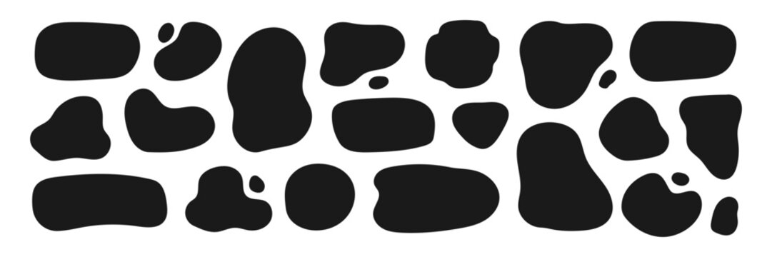 Organic shape round form set. Liquid organic blob curve background abstract shape frame. Doodle abstract liquid blob, wavy different form. Soft round oval pattern background. Vector illustration