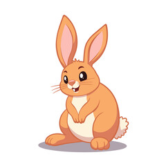 Obraz premium Cartoon bunny sitting calmly on transparent background
