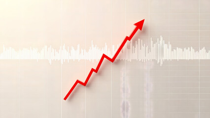 A modern financial success concept with an increasing bar chart and green upward arrow, symbolizing stock market growth, revenue boost, and business expansion.