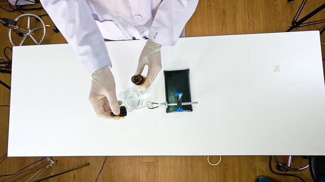Chemical Reaction Experiment with Lead Nitrate and Potassium Iodide