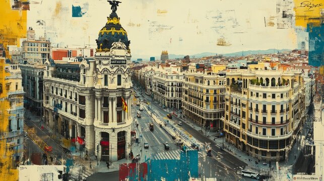 Grand metropolis in europe is portrayed in artistic rendition