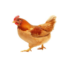 Fototapeta premium beautiful brown hen walking gracefully in farm setting