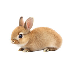 Obraz premium Fluffy brown rabbit sitting quietly, showcasing its adorable features