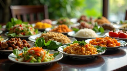 Sri Lankan Cuisine Meal Variety on Table