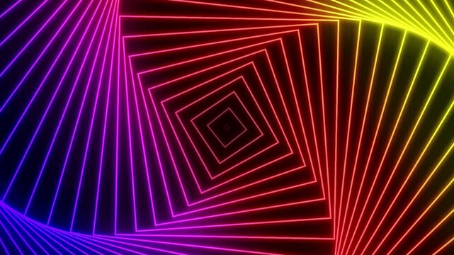 Endless glowing neon tunnel illusion &ndash; futuristic cyber light loop.