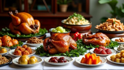 Festive Thanksgiving Dinner Table Setting