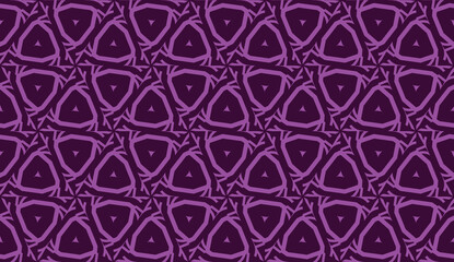 Vector illustration with curved line. Modern pattern in triangles style. For modern interior design, fashion print. Light, dark purple. Seamless