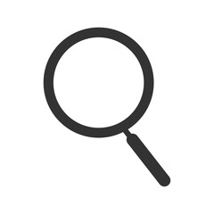 シンプルな虫眼鏡のモノクロ線画イラストアイコン