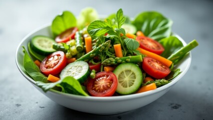 Fresh Vegetable Salad In A White Bowl