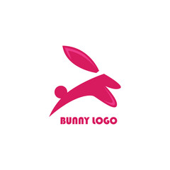 Simple, stylized pink bunny logo