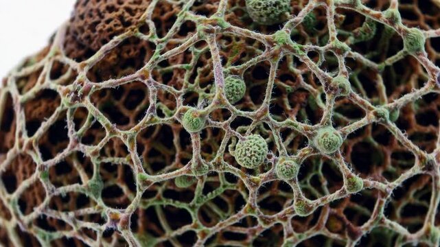 Closeup exploration of intricate lichen patterns on textured bark