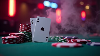 Two Aces With Poker Chips, Smoke