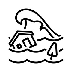 Vector black line icon for Flood