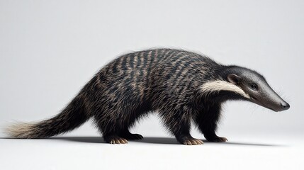 Obraz premium Detailed 3D anteater portrait. Striking black and white fur contrasts against a clean white background, highlighting its unique features
