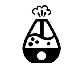 Humidifier with liquid water inside, producing steam from the narrow neck of the flask, air humidification and maintaining a healthy indoor atmosphere. Air Hydration, Moisture Diffusion