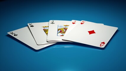 Obraz premium Playing Cards On A Blue Table