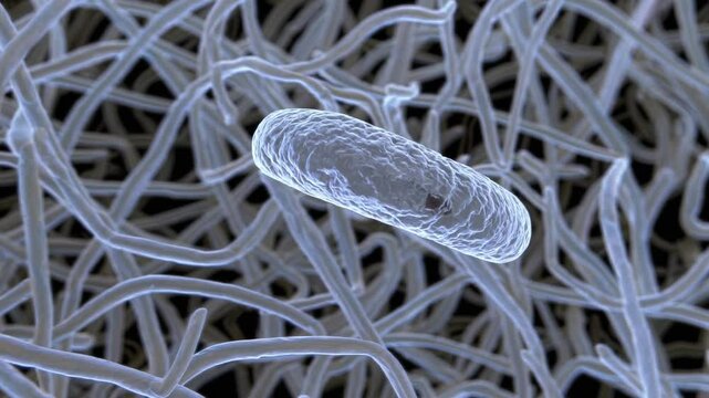Microscopic singlecell organism navigating through complex fibrous environment