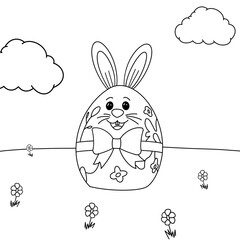 Rabbit Easter Egg Celebration for Coloring