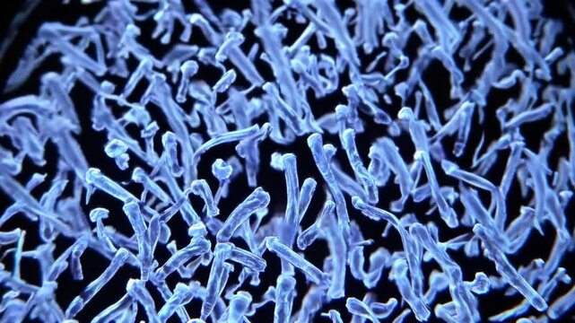 Dynamic blue pattern movement mimicking microscopic cellular activity in high definition