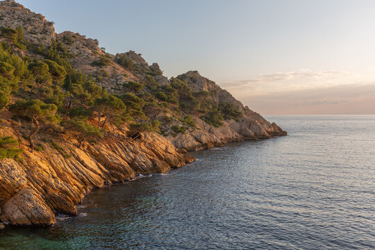Sunset along the coast of the Mediterranean Sea 