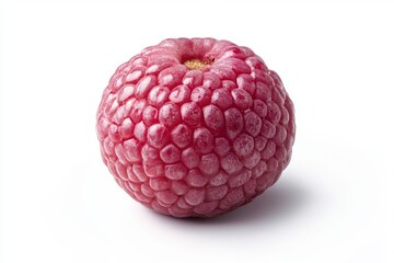 Close-up of a Fresh Raspberry on White Background Showing Detail