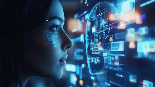 AI developer creating predictive models for personalized shopping experiences, office with AI algorithms and e-commerce interfaces, Retail Tech style