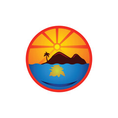 Tropical Island Sunrise Logo