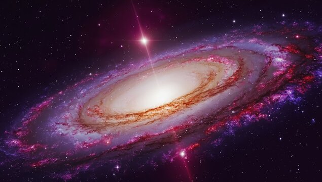 Majestic Spiral Galaxy: Luminous Core and Vibrant Arms Against Deep Space - made with Generative AI