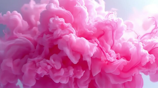Soft pink ink explosion in water with cloudy pastel diffusion