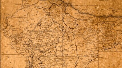 Antique map of South India and Ceylon with colonial divisions