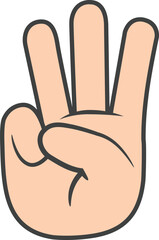 손가락 세개를 펴고 있는 손의 모습