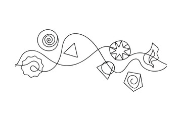 Abstract Line Art Geometric Shapes, Spirals, and Nature