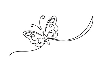 Elegant One Line Butterfly Drawing, Nature Art, Minimalist Design