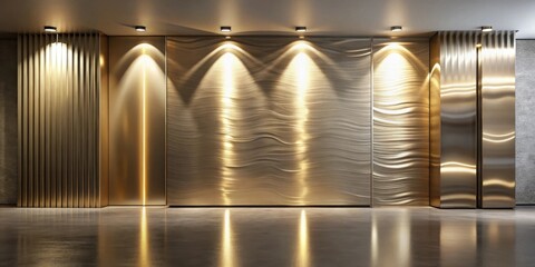 Elegant Interior Design with Textured Gold Wall and Polished Metal Accents