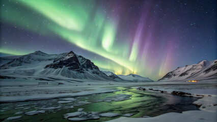 Green Northern Lights Streaking Across Arctic Sky