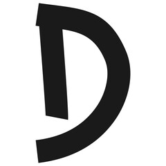 Alphabet letter D black vector