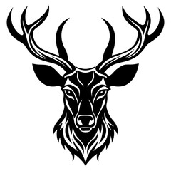 Naklejka premium Deer Head Tribal Tattoo Design – Intricate Stag Illustration