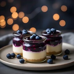 Blueberry cheesecake in a jar