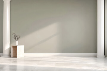 Elegant interior design showcasing minimalist decor with natural light in a neutral-toned room