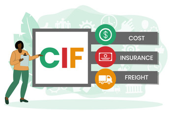 CIF - Cost Insurance Freight acronym. business concept background. Vector illustration for website banner, marketing materials, business presentation, online advertising
