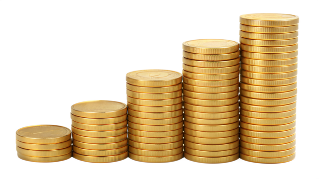 stack of coins isolated on white background