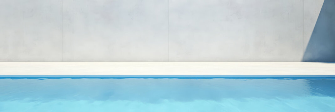 Modern minimalist pool design with serene blue water and smooth white edges