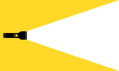 Yellow flashlight. Banner with place for your text on yellow background.