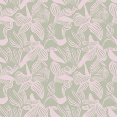 Neutral Colour Botanical Floral Seamless Pattern Design