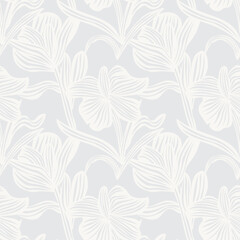 Monochrome Botanical Floral Seamless Pattern Design