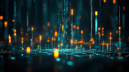 Fototapeta premium Dynamic data flow digital realm abstract visualization futuristic environment close-up view technology concept