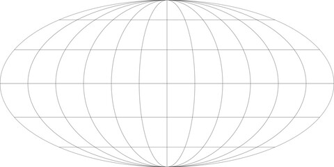 30-Degree world map graticule (latitude-longitude) grid vector in Mollweide projection