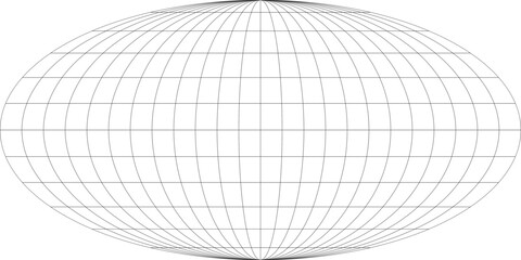 15-Degree world map graticule (latitude-longitude) grid vector in Mollweide projection © Terry