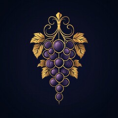Vintage Grapevine Elegance: Baroque Floral and Deco Vine Art in Rich Gold and Deep Purple Hues