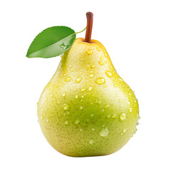 pear with water drops isolated on transparent background